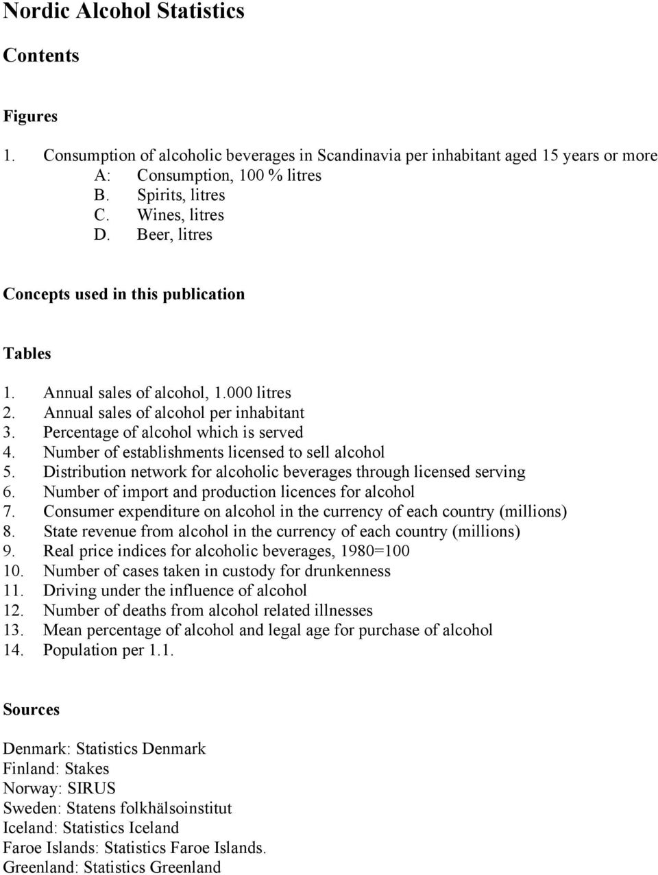 Number of establishments licensed to sell alcohol 5. Distribution network for alcoholic beverages through licensed serving 6. Number of import and production licences for alcohol 7.