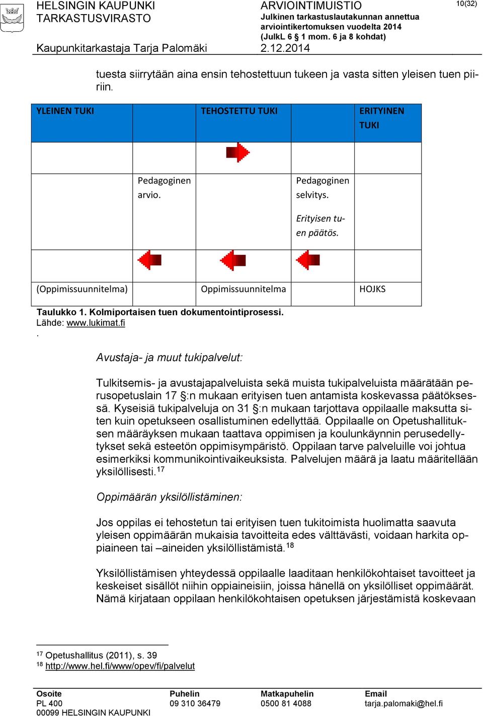 Avustaja- ja muut tukipalvelut: Tulkitsemis- ja avustajapalveluista sekä muista tukipalveluista määrätään perusopetuslain 17 :n mukaan erityisen tuen antamista koskevassa päätöksessä.