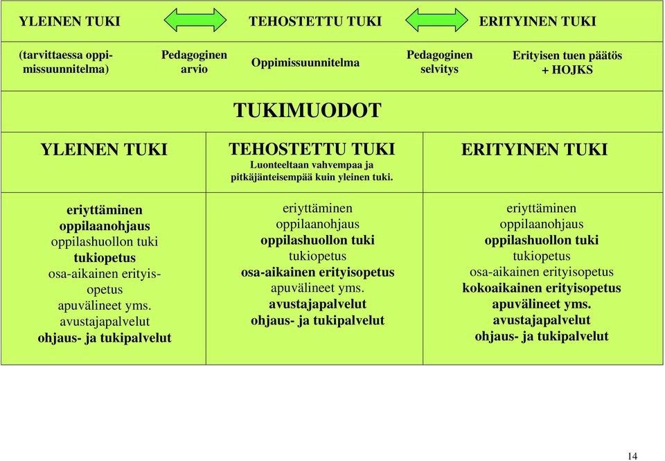 avustajapalvelut ohjaus- ja tukipalvelut TEHOSTETTU TUKI Luonteeltaan vahvempaa ja pitkäjänteisempää kuin yleinen tuki.