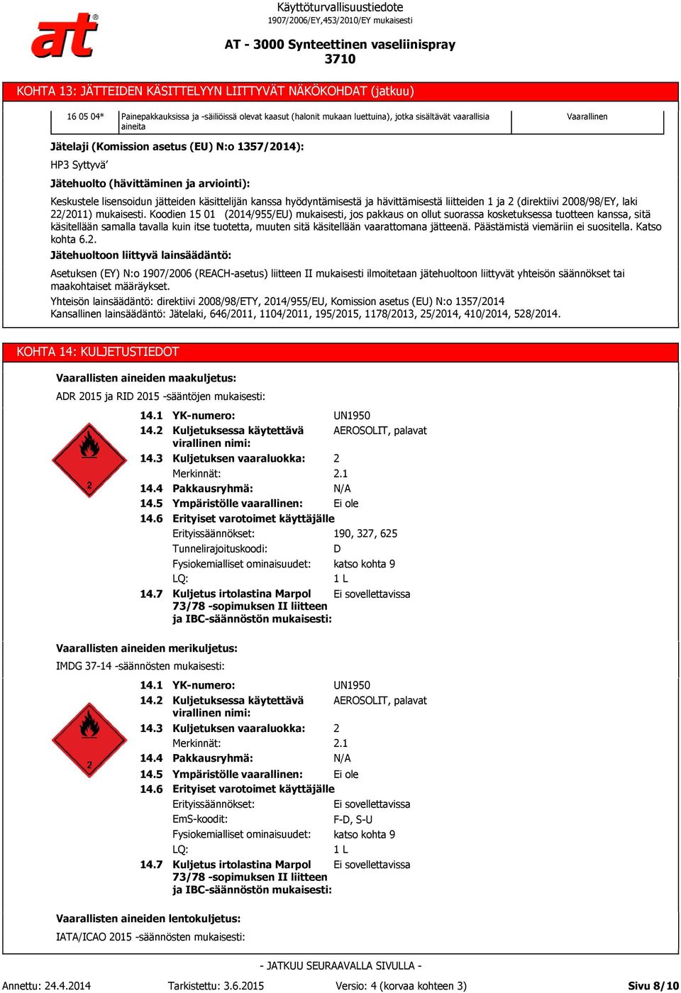 ja 2 (direktiivi 2008/98/EY, laki 22/2011) mukaisesti.