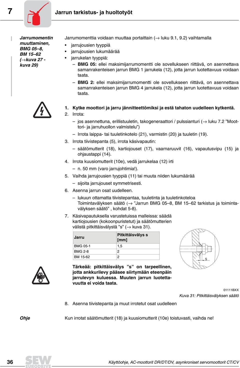 (12), jotta jarrun luotettavuus voidaan taata.