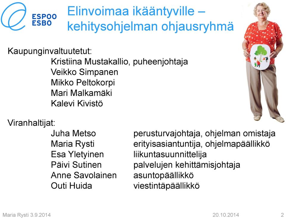 Päivi Sutinen Anne Savolainen Outi Huida perusturvajohtaja, ohjelman omistaja erityisasiantuntija, ohjelmapäällikkö