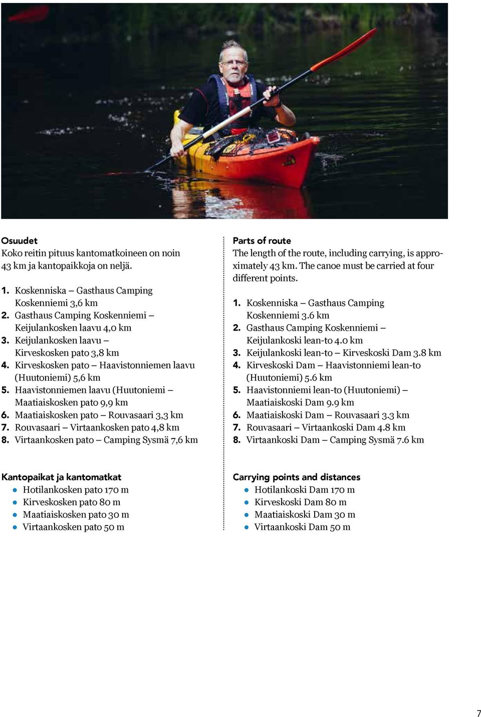 Maatiaiskosken pato Rouvasaari 3,3 km 7. Rouvasaari Virtaankosken pato 4,8 km 8.