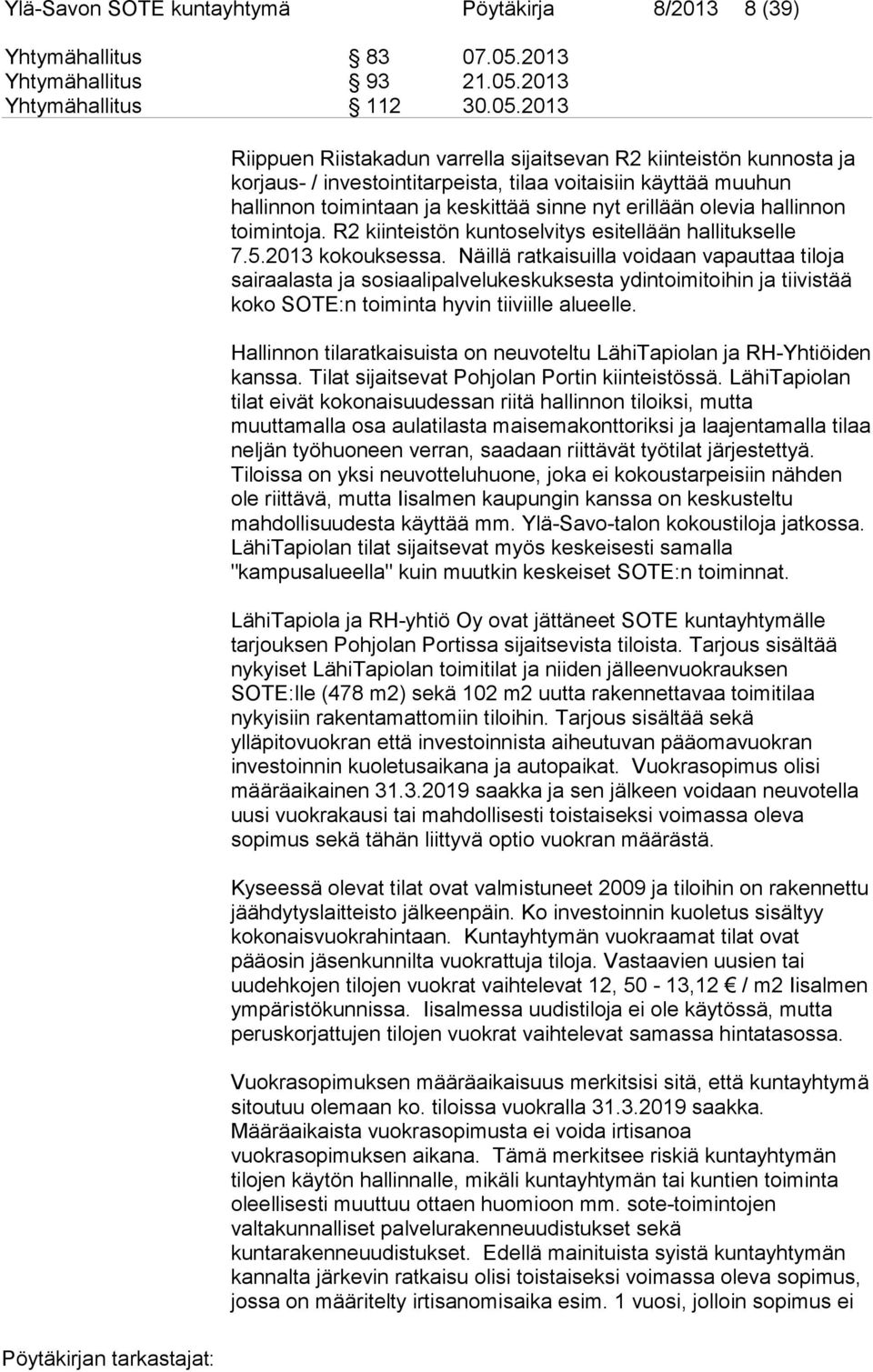 2013 Yhtymähallitus 112 30.05.