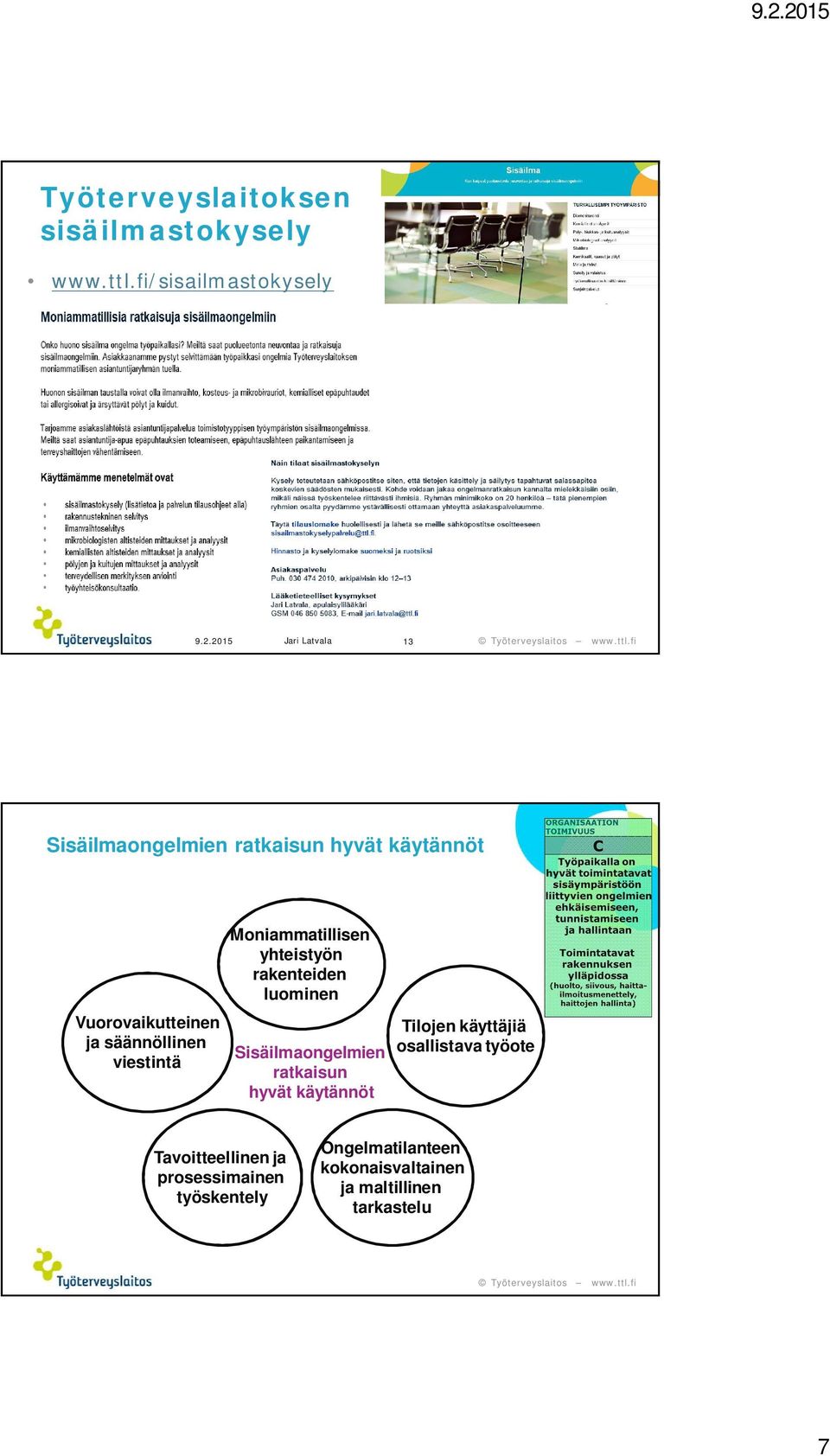 säännöllinen viestintä Moniammatillisen yhteistyön rakenteiden luominen Sisäilmaongelmien