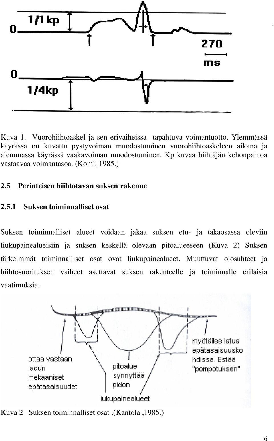 Kp kuvaa hiihtäjän kehonpainoa vastaavaa voimantasoa. (Komi, 1985.