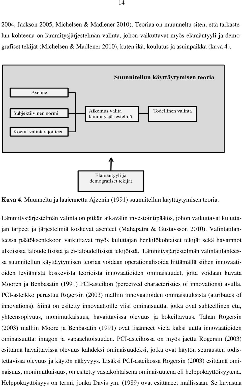 asuinpaikka (kuva 4). Kuva 4. Muunneltu ja laajennettu Ajzenin (1991) suunnitellun käyttäytymisen teoria.