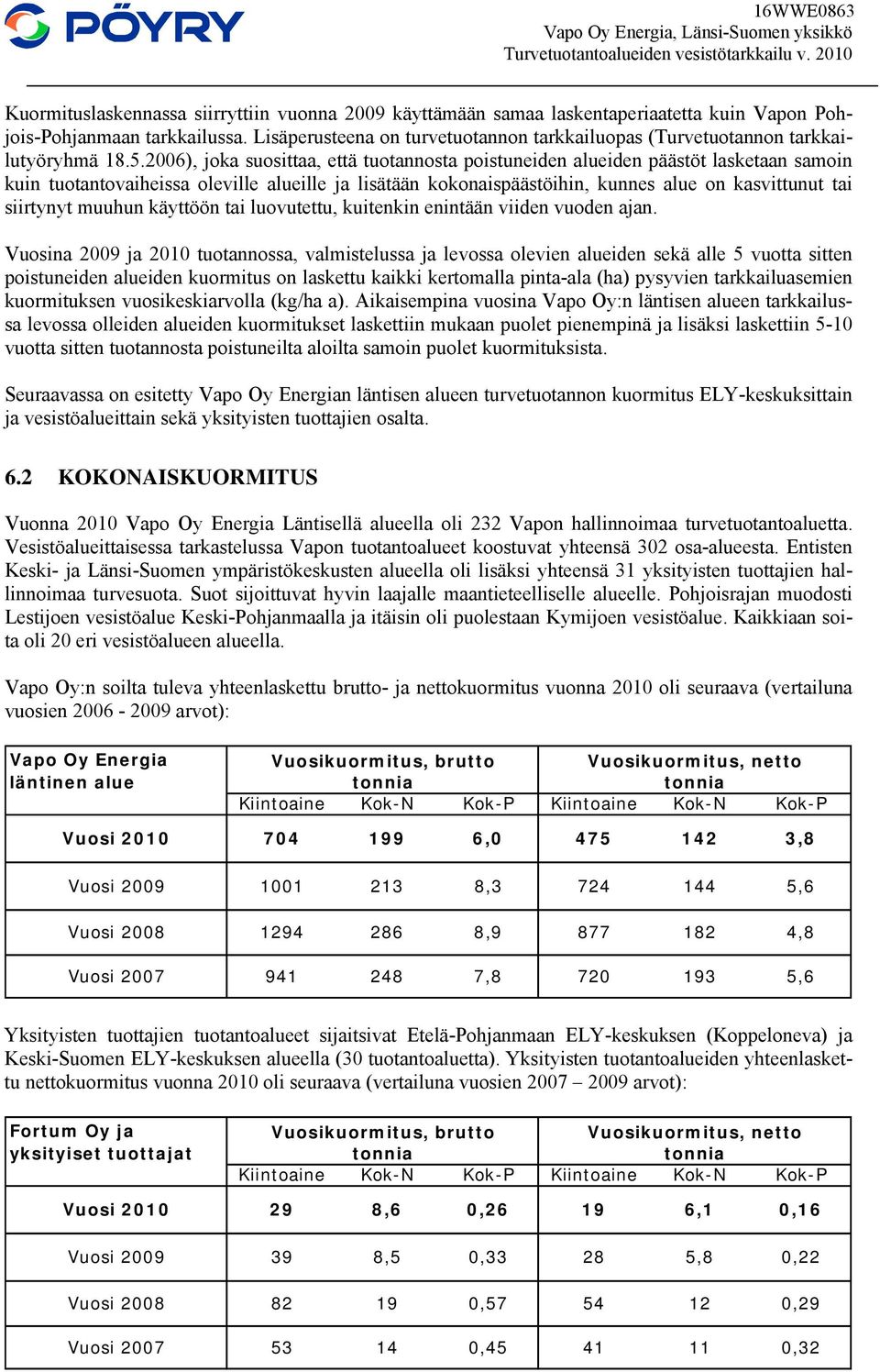 2006), joka suosittaa, että tuotannosta poistuneiden alueiden päästöt lasketaan samoin kuin tuotantovaiheissa oleville alueille ja lisätään kokonaispäästöihin, kunnes alue on kasvittunut tai