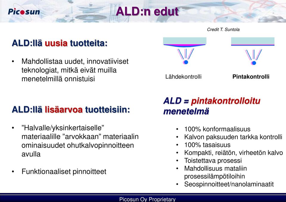 Pintakontrolli ALD:llä lisäarvoa tuotteisiin: Halvalle/yksinkertaiselle materiaalille arvokkaan materiaalin ominaisuudet ohutkalvopinnoitteen avulla