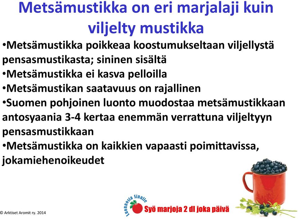 saatavuus on rajallinen Suomen pohjoinen luonto muodostaa metsämustikkaan antosyaania 3-4 kertaa