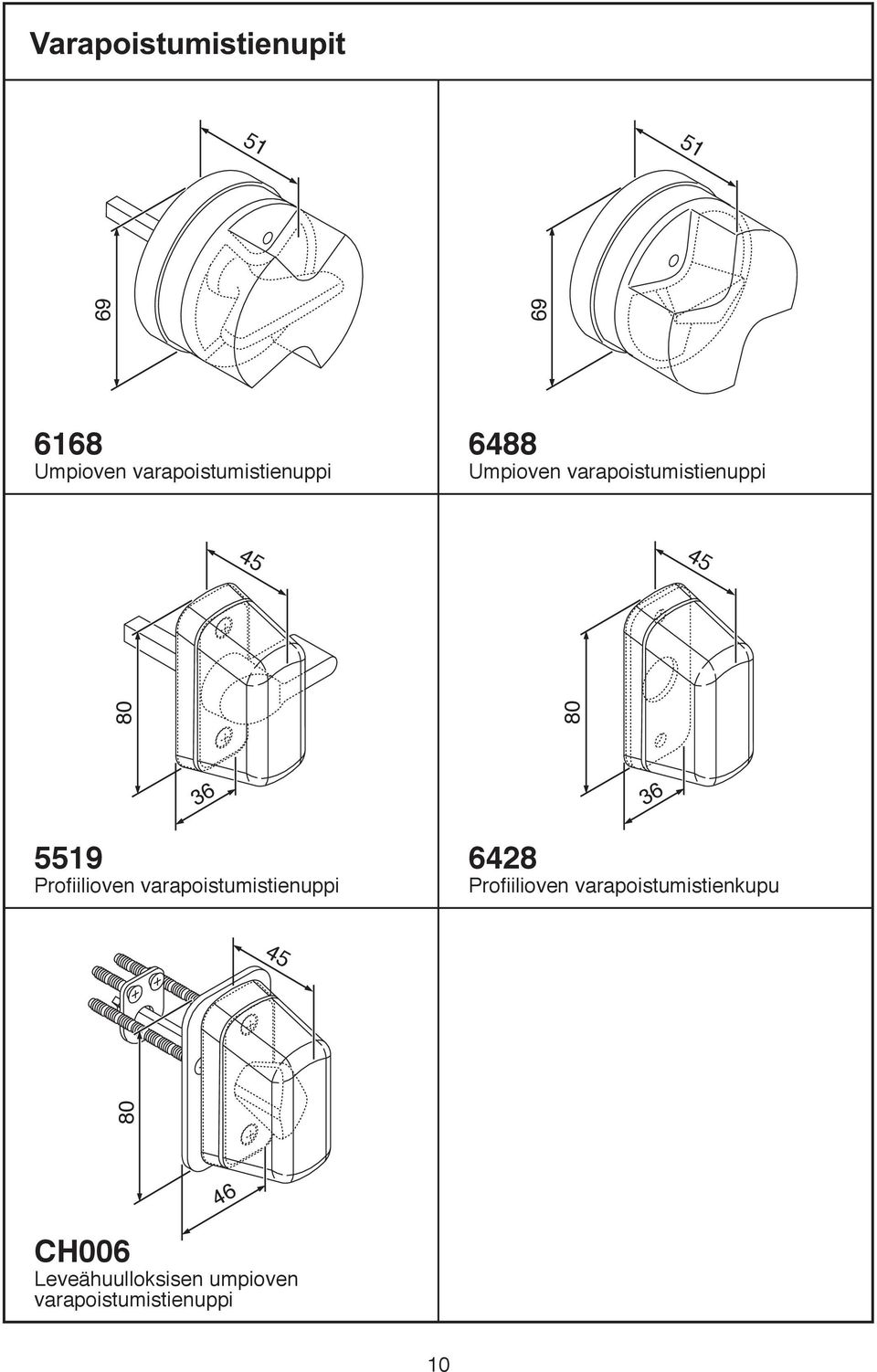 Profiilioven varapoistumistienuppi 64 Profiilioven