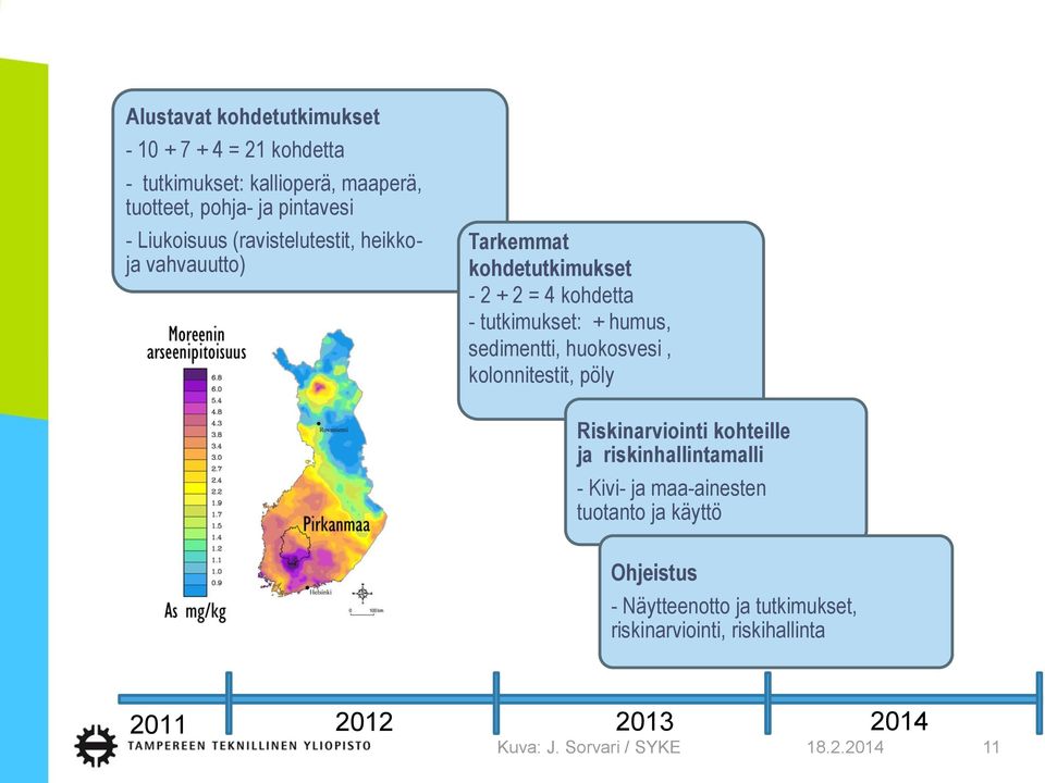 sedimentti, huokosvesi, kolonnitestit, pöly Riskinarviointi kohteille ja riskinhallintamalli - Kivi- ja maa-ainesten tuotanto