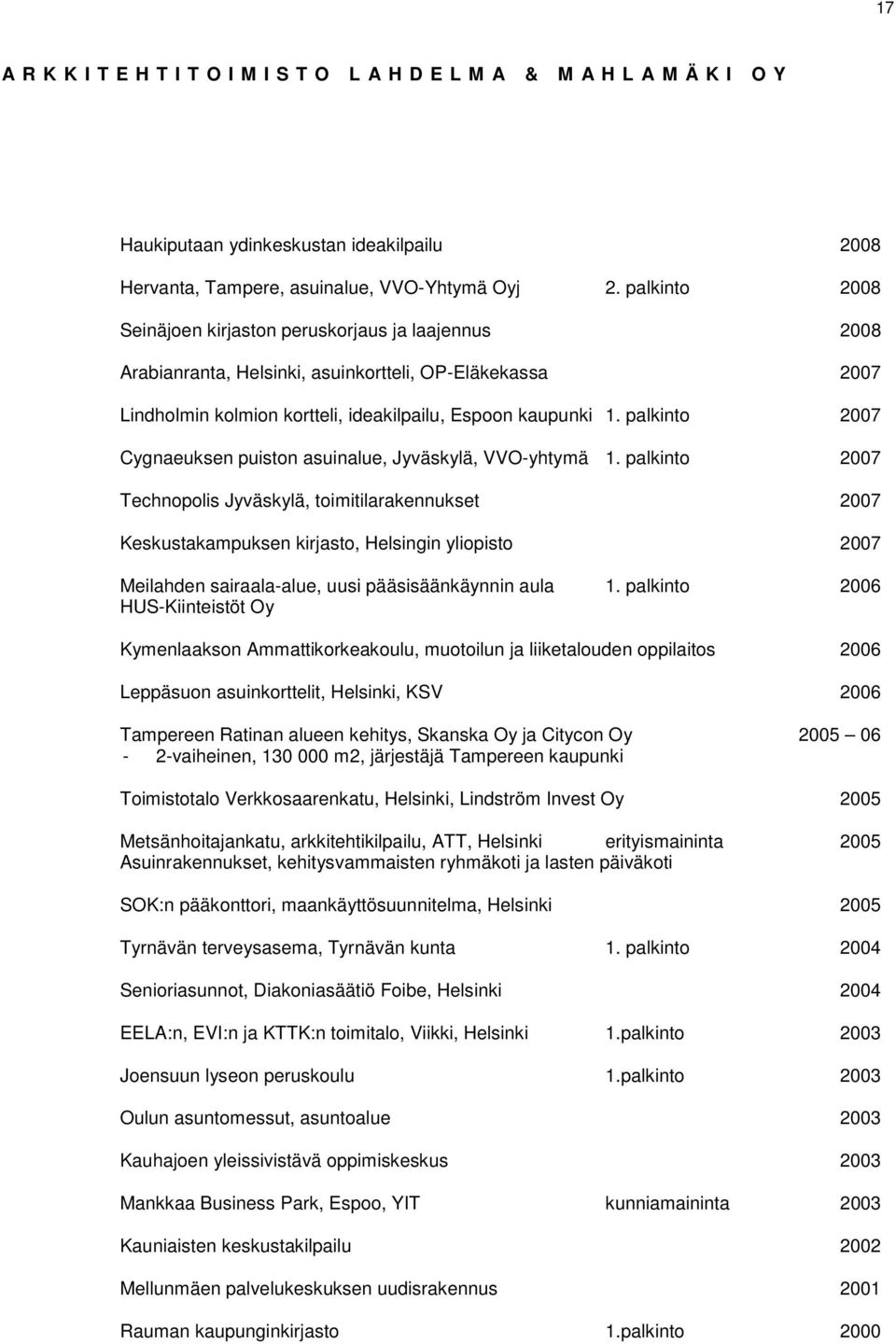 palkinto 2007 Cygnaeuksen puiston asuinalue, Jyväskylä, VVO-yhtymä 1.