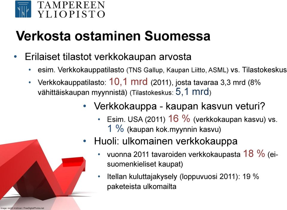 Verkkokauppa - kaupan kasvun veturi? Esim. USA (2011) 16 % (verkkokaupan kasvu) vs. 1 % (kaupan kok.