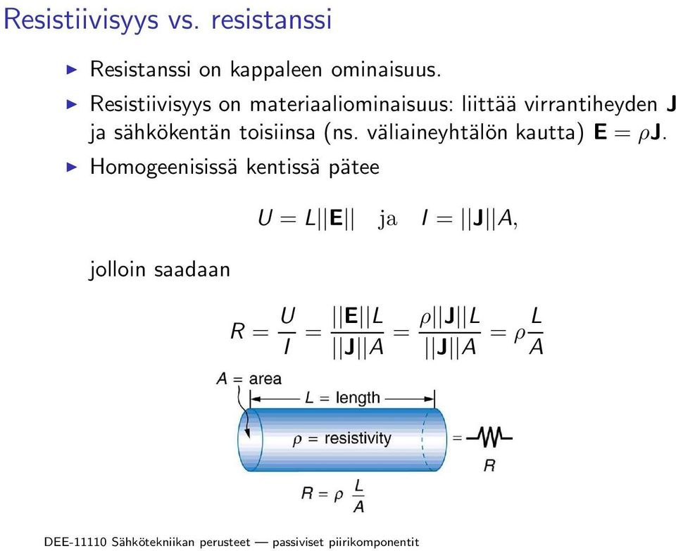 sähkökentän toisiinsa (ns. väliaineyhtälön kautta) E = ρj.