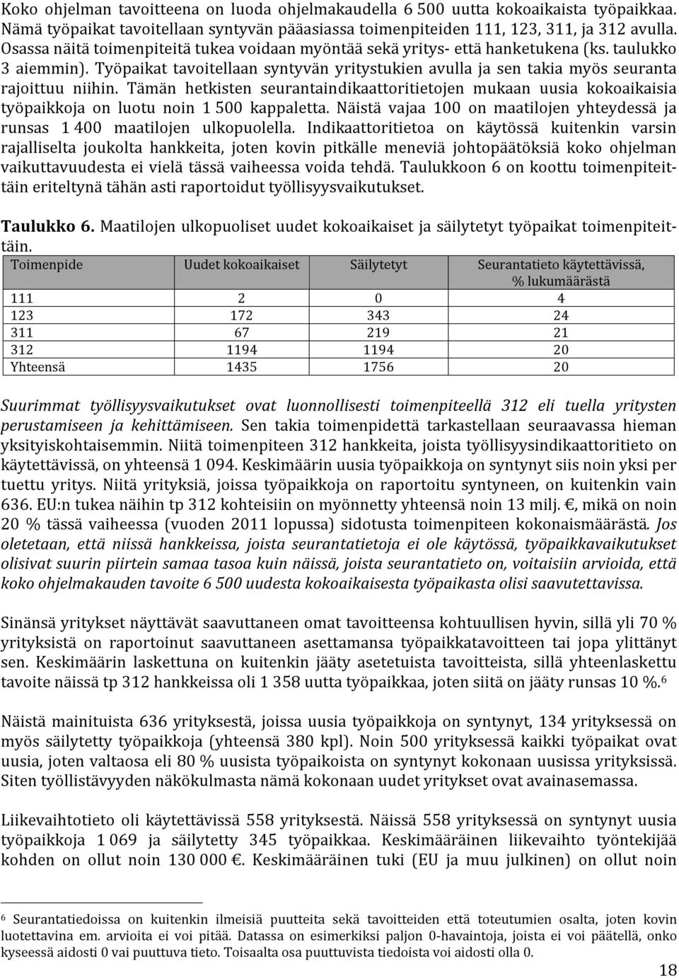 Työpaikat tavoitellaan syntyvän yritystukien avulla ja sen takia myös seuranta rajoittuu niihin.