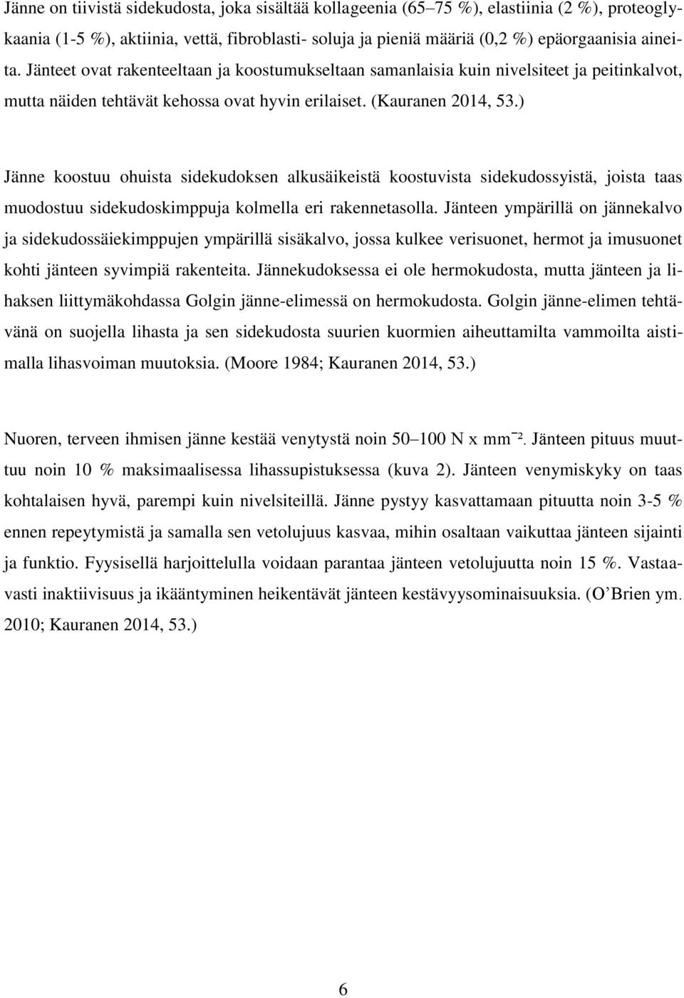 ) Jänne koostuu ohuista sidekudoksen alkusäikeistä koostuvista sidekudossyistä, joista taas muodostuu sidekudoskimppuja kolmella eri rakennetasolla.