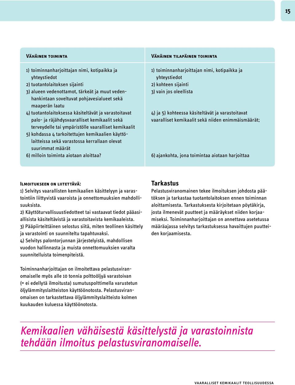 kemikaalien käyttölaitteissa sekä varastossa kerrallaan olevat suurimmat määrät 6) milloin toiminta aiotaan aloittaa?