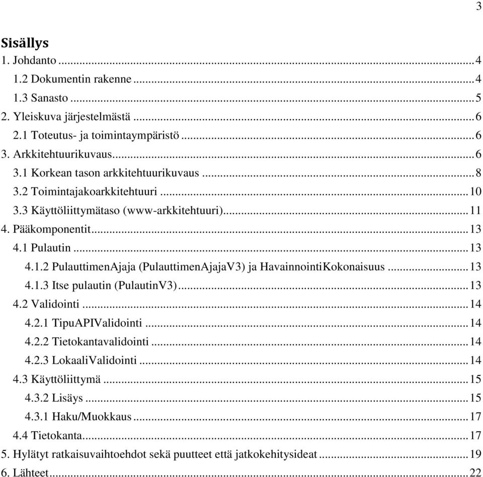 .. 13 4.1.3 Itse pulautin (PulautinV3)... 13 4.2 Validointi... 14 4.2.1 TipuAPIValidointi... 14 4.2.2 Tietokantavalidointi... 14 4.2.3 LokaaliValidointi... 14 4.3 Käyttöliittymä... 15 4.3.2 Lisäys.