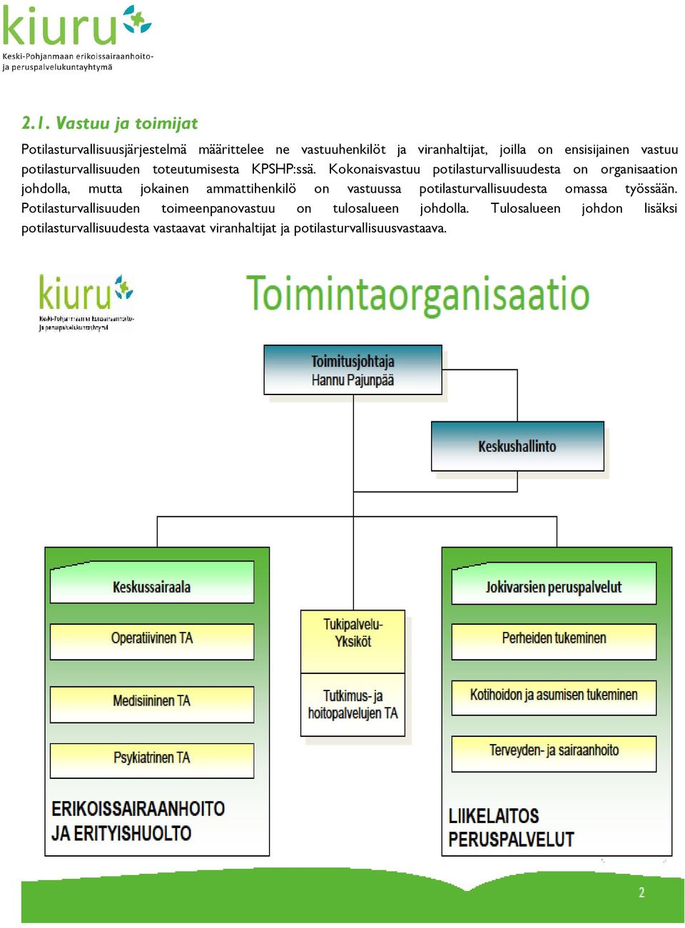 Kokonaisvastuu potilasturvallisuudesta on organisaation johdolla, mutta jokainen ammattihenkilö on vastuussa