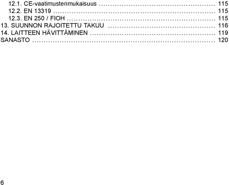 SUUNNON RAJOITETTU TAKUU... 116 14.