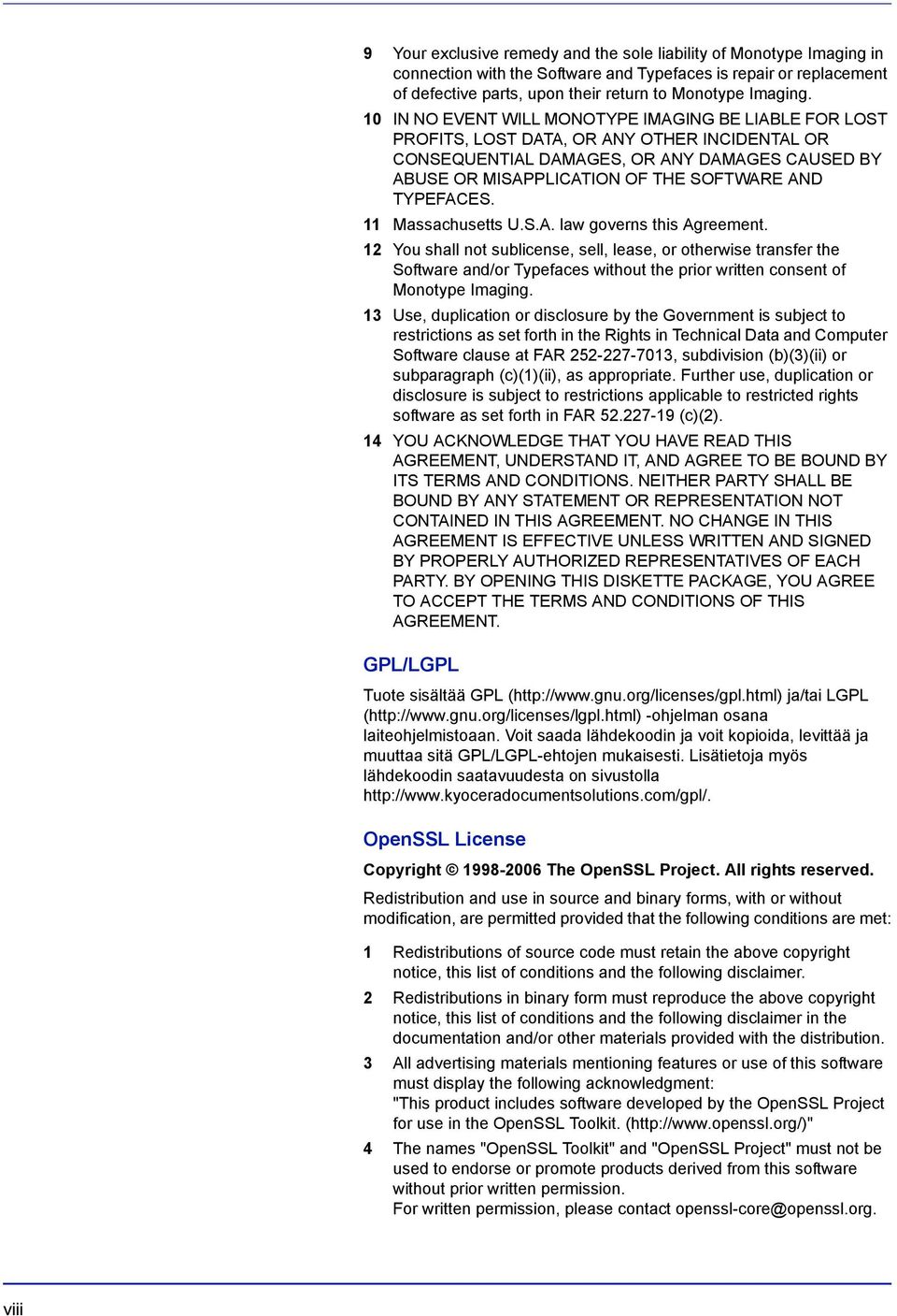 TYPEFACES. 11 Massachusetts U.S.A. law governs this Agreement.