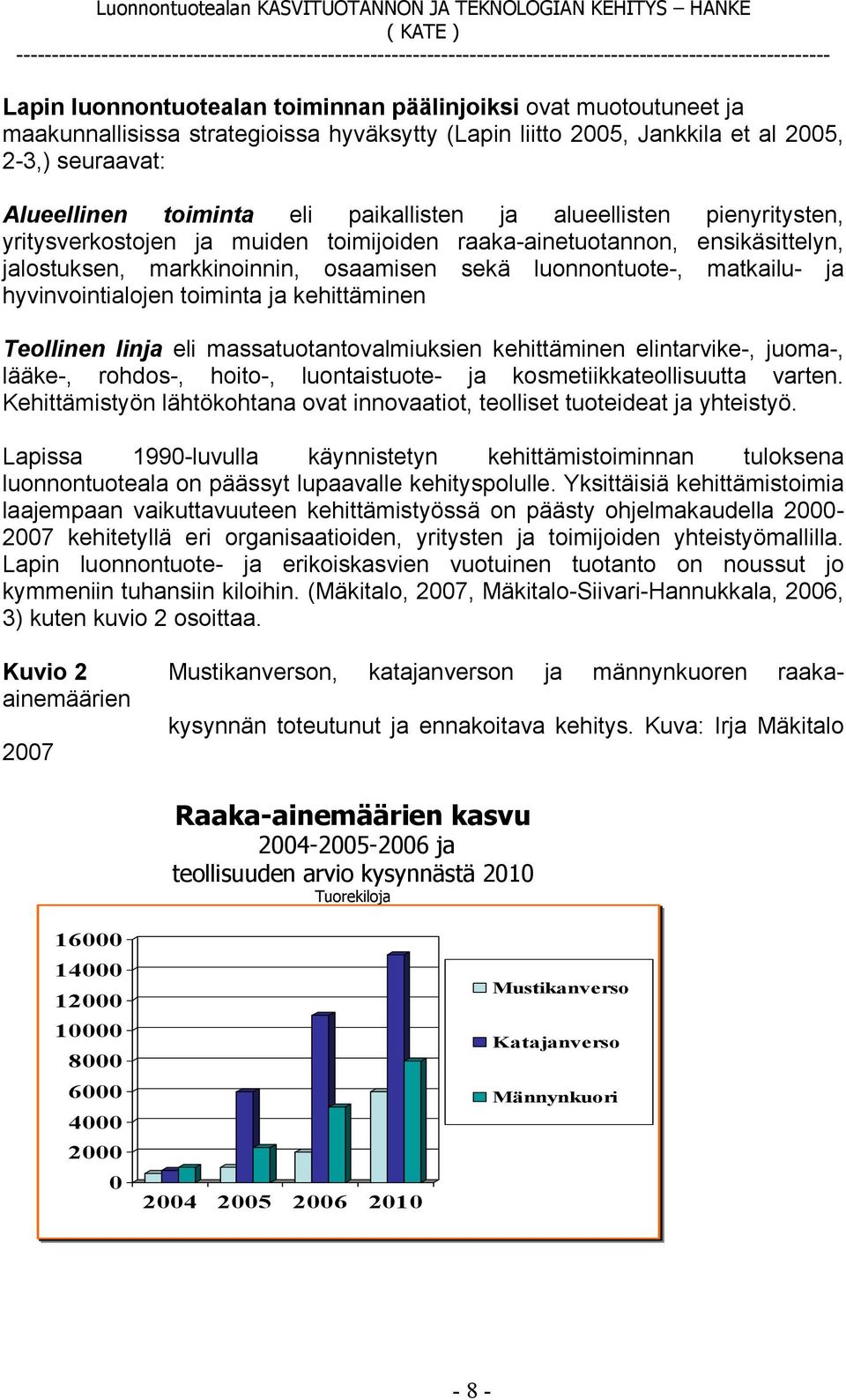 hyvinvointialojen toiminta ja kehittäminen Teollinen linja eli massatuotantovalmiuksien kehittäminen elintarvike-, juoma-, lääke-, rohdos-, hoito-, luontaistuote- ja kosmetiikkateollisuutta varten.