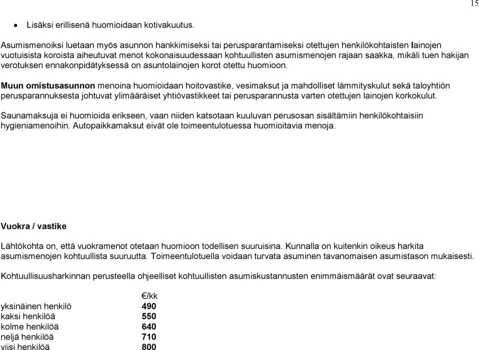 rajaan saakka, mikäli tuen hakijan verotuksen ennakonpidätyksessä on asuntolainojen korot otettu huomioon.