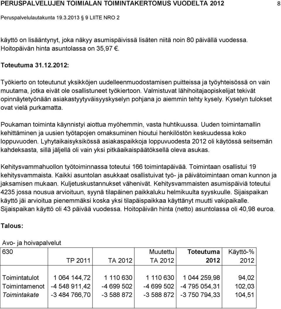 Valmistuvat lähihoitajaopiskelijat tekivät opinnäytetyönään asiakastyytyväisyyskyselyn pohjana jo aiemmin tehty kysely. Kyselyn tulokset ovat vielä purkamatta.