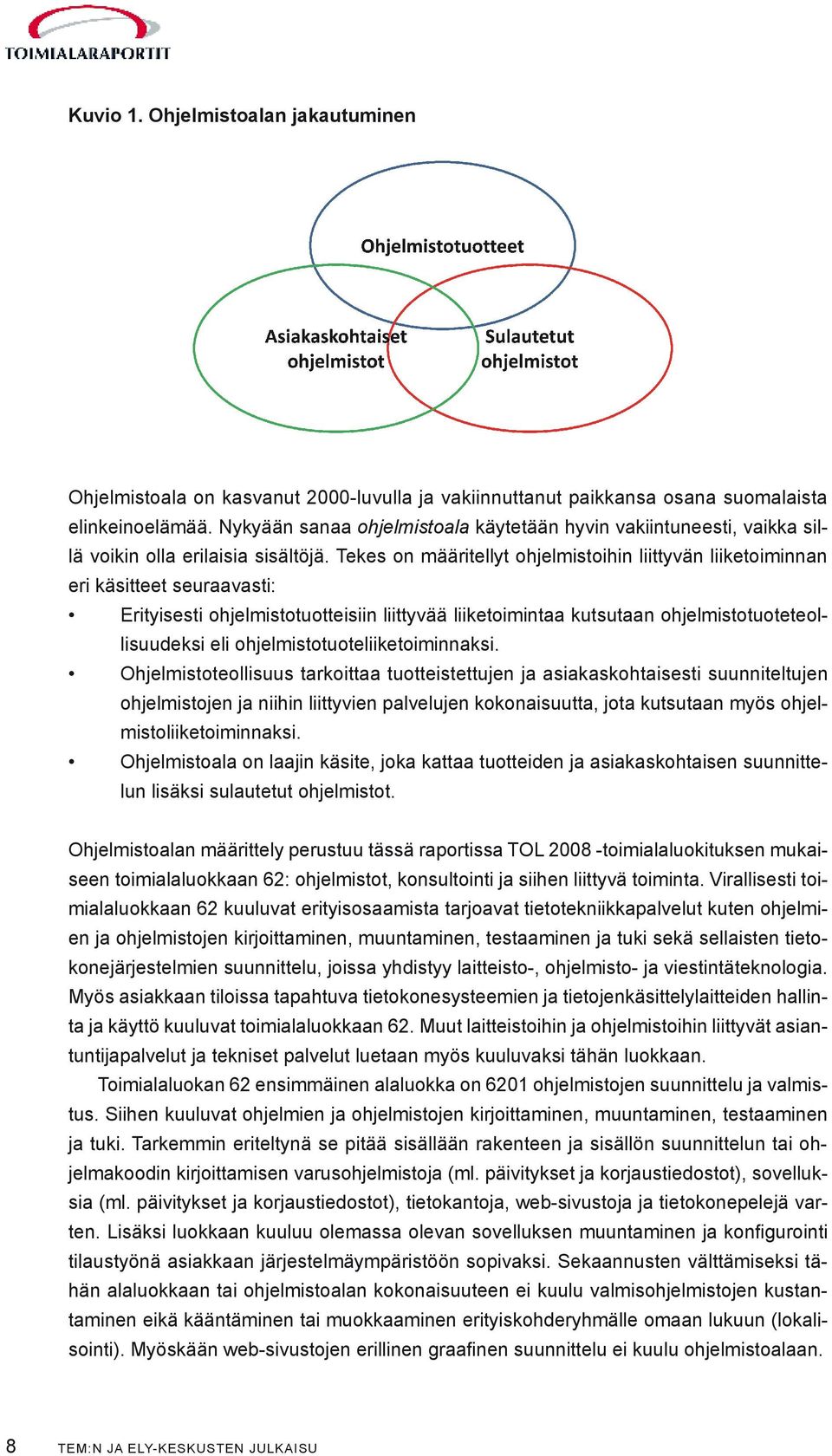 Tekes on määritellyt ohjelmistoihin liittyvän liiketoiminnan eri käsitteet seuraavasti: Erityisesti ohjelmistotuotteisiin liittyvää liiketoimintaa kutsutaan ohjelmistotuoteteollisuudeksi eli