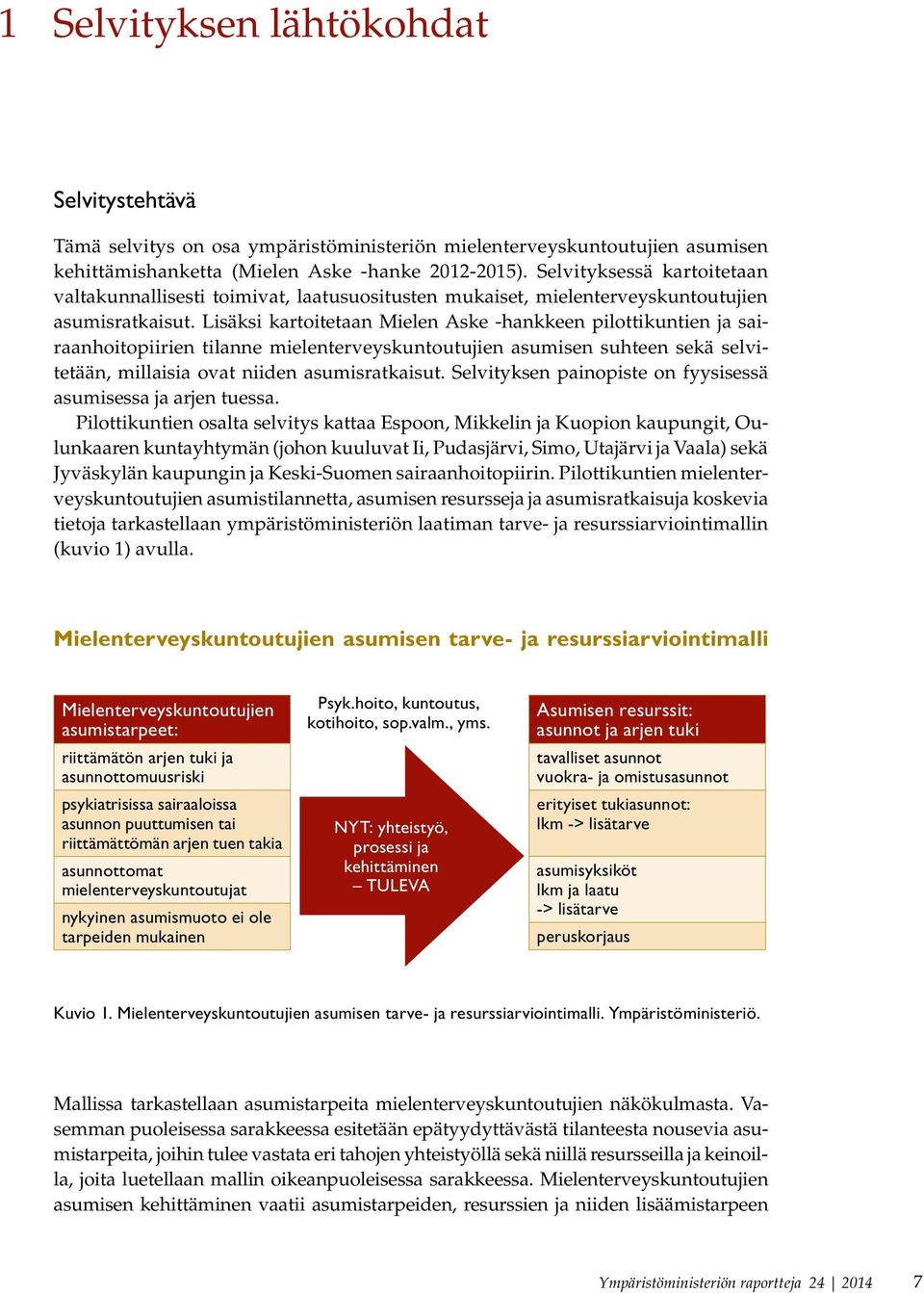 Lisäksi kartoitetaan Mielen Aske -hankkeen pilottikuntien ja sairaanhoitopiirien tilanne mielenterveyskuntoutujien asumisen suhteen sekä selvitetään, millaisia ovat niiden asumisratkaisut.