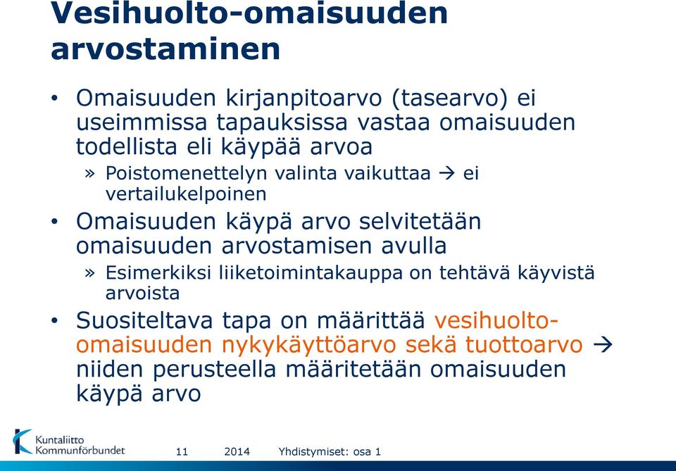 selvitetään omaisuuden arvostamisen avulla» Esimerkiksi liiketoimintakauppa on tehtävä käyvistä arvoista Suositeltava