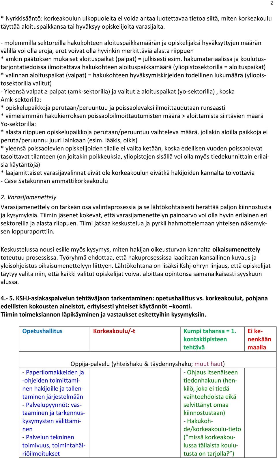 aloituspaikat (palpat) = julkisesti esim.