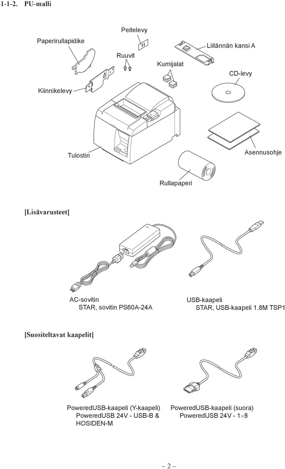 Kiinnikelevy Tulostin Asennusohje Rullapaperi [Lisävarusteet] AC-sovitin STAR, sovitin