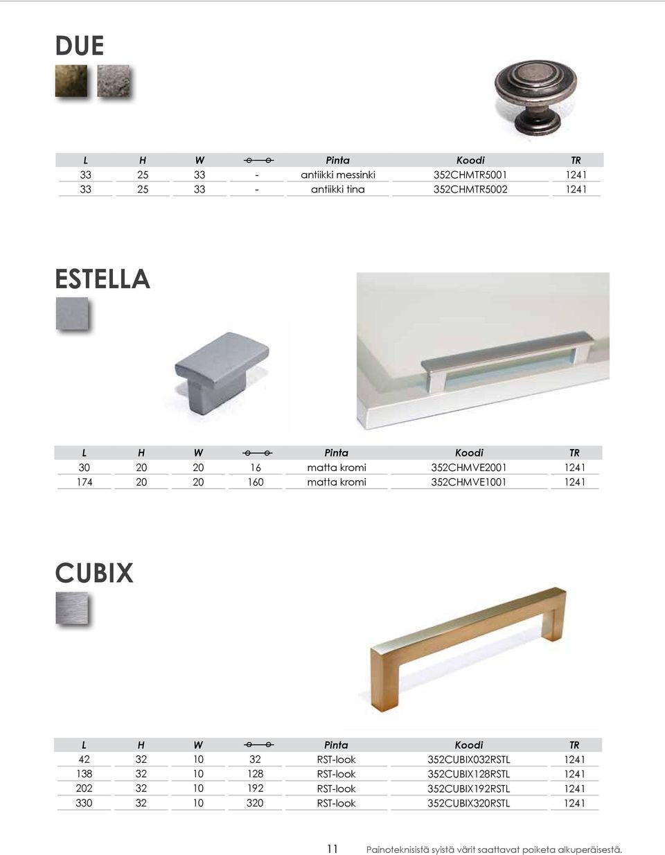 352CUBIX032RSTL 1241 138 32 10 128 RST-look 352CUBIX128RSTL 1241 202 32 10 192 RST-look 352CUBIX192RSTL 1241