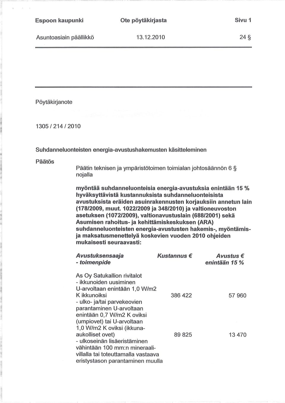 suhdanneluonteisia energia-avustuksia enintään 15 % hyväksyttävistä kustannuksista suhdanneluonteisista avustuksista eräiden asuinrakennusten korjauksiin annetun lain (178/2009, muut.