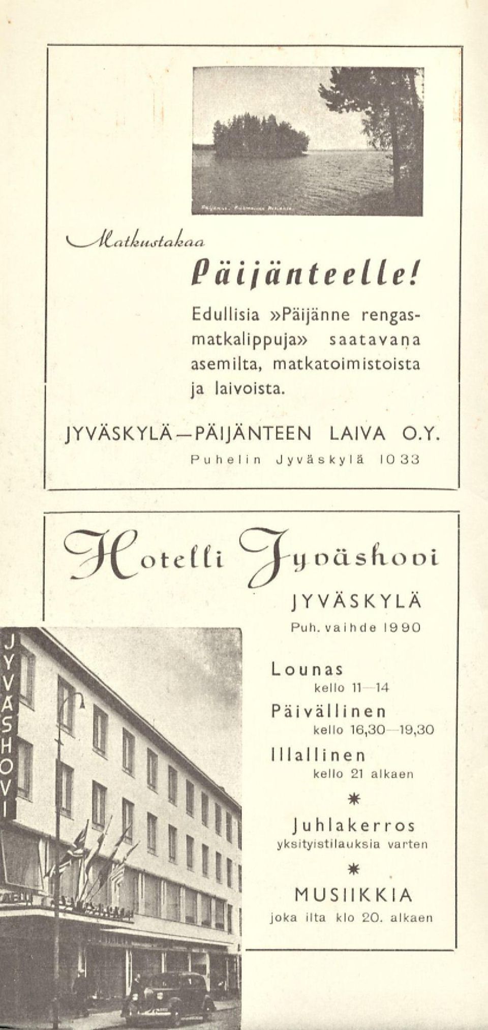 laivoista. JYVÄSKYLÄ-PÄIJÄNTEEN LAIVA O.