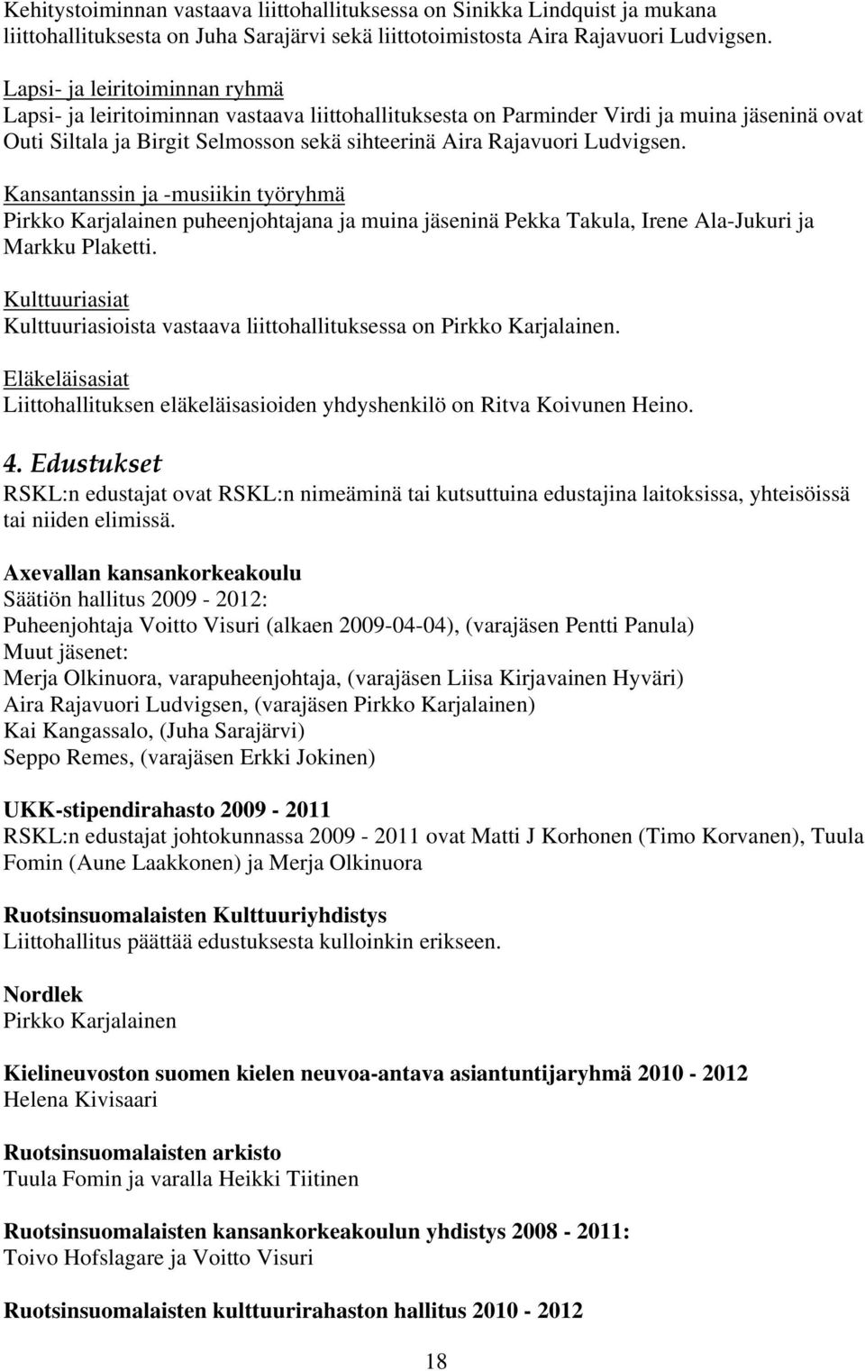 Ludvigsen. Kansantanssin ja -musiikin työryhmä Pirkko Karjalainen puheenjohtajana ja muina jäseninä Pekka Takula, Irene Ala-Jukuri ja Markku Plaketti.