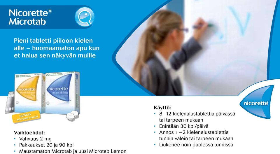 uusi Microtab Lemon Käyttö: 8 12 kielenalustablettia päivässä tai tarpeen mukaan Enintään 30