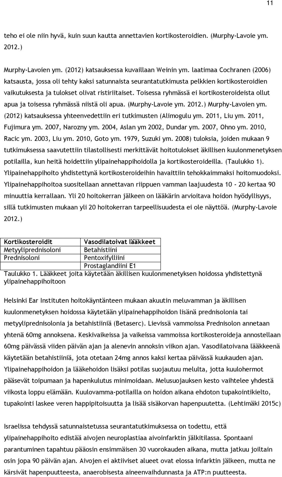 Toisessa ryhmässä ei kortikosteroideista ollut apua ja toisessa ryhmässä niistä oli apua. (Murphy-Lavoie ym. 2012.) Murphy-Lavoien ym.