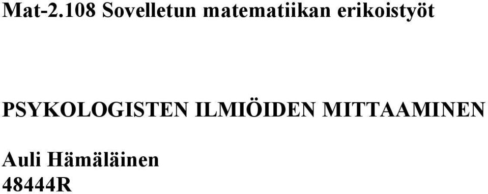 matematiikan erikoistyöt