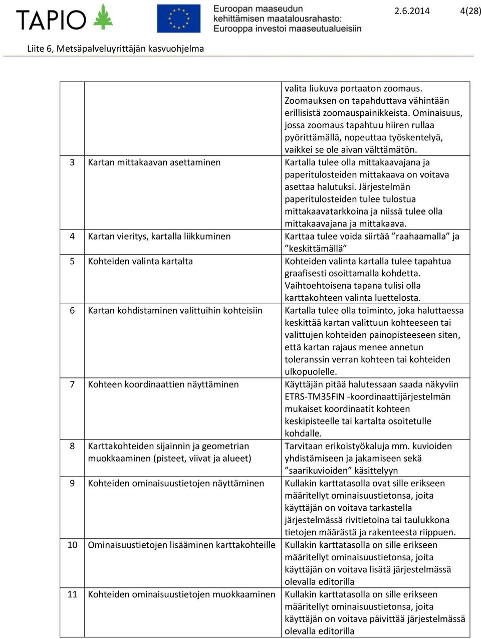 3 Kartan mittakaavan asettaminen Kartalla tulee olla mittakaavajana ja paperitulosteiden mittakaava on voitava asettaa halutuksi.