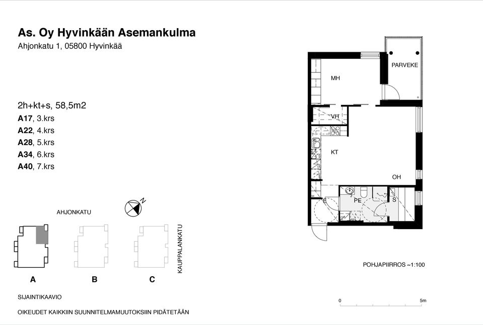 krs (KK) P AHJOKATU KAUPPALAKATU PJAPIIRRO ~1:100