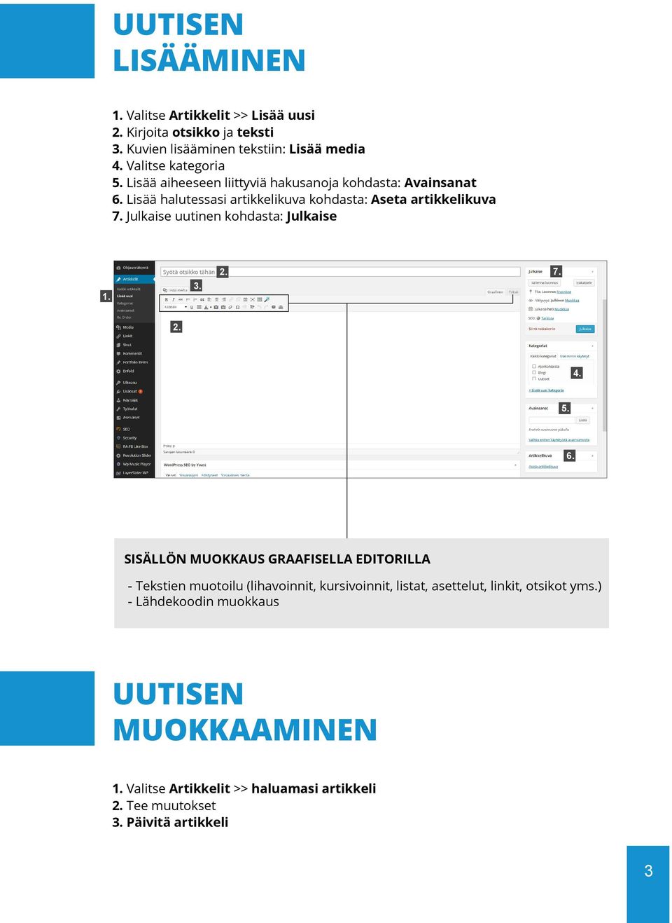 Julkaise uutinen kohdasta: Julkaise 1. 3. 2. 7. 2. 4. 5. 6.