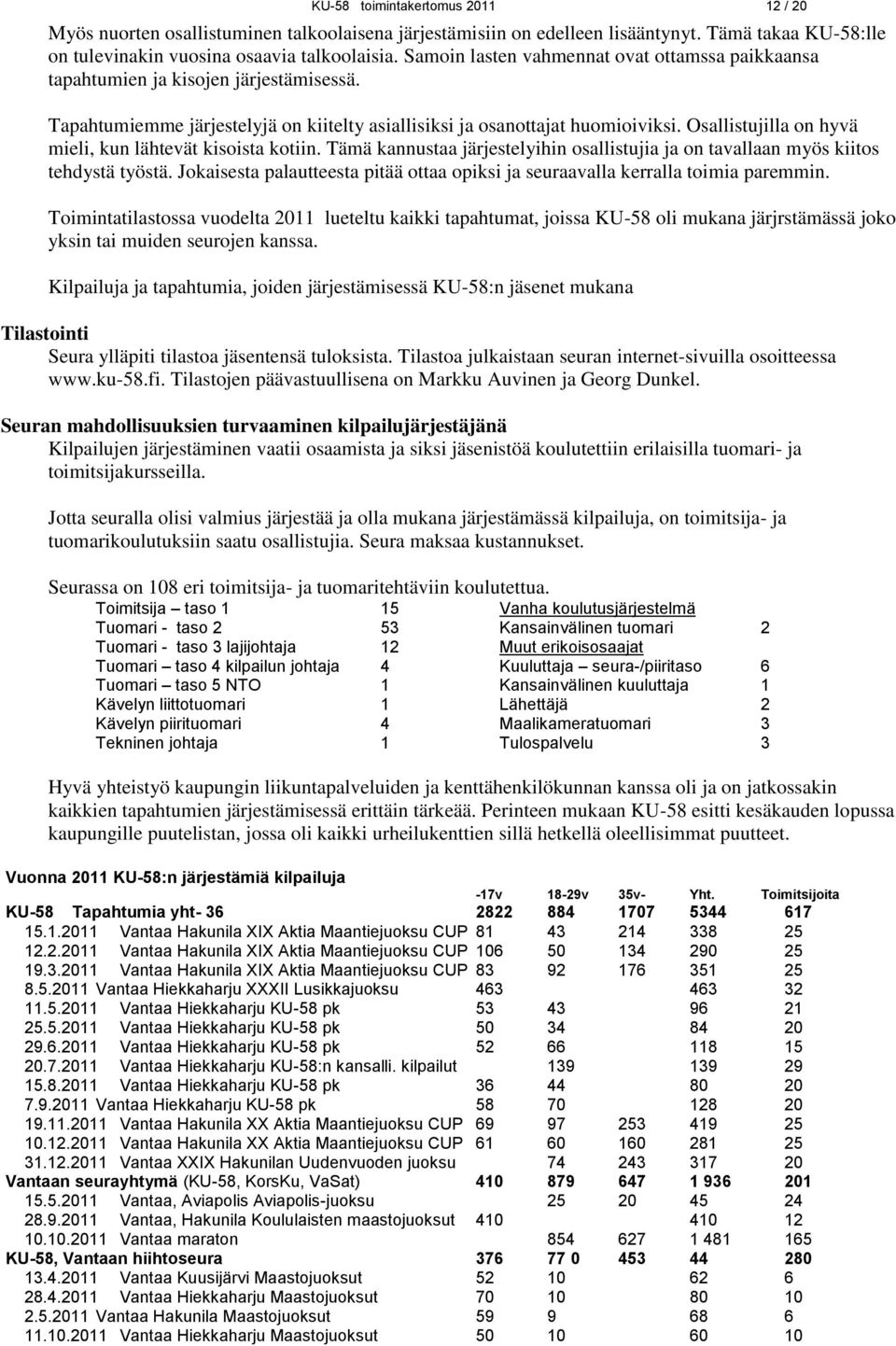 Osallistujilla on hyvä mieli, kun lähtevät kisoista kotiin. Tämä kannustaa järjestelyihin osallistujia ja on tavallaan myös kiitos tehdystä työstä.