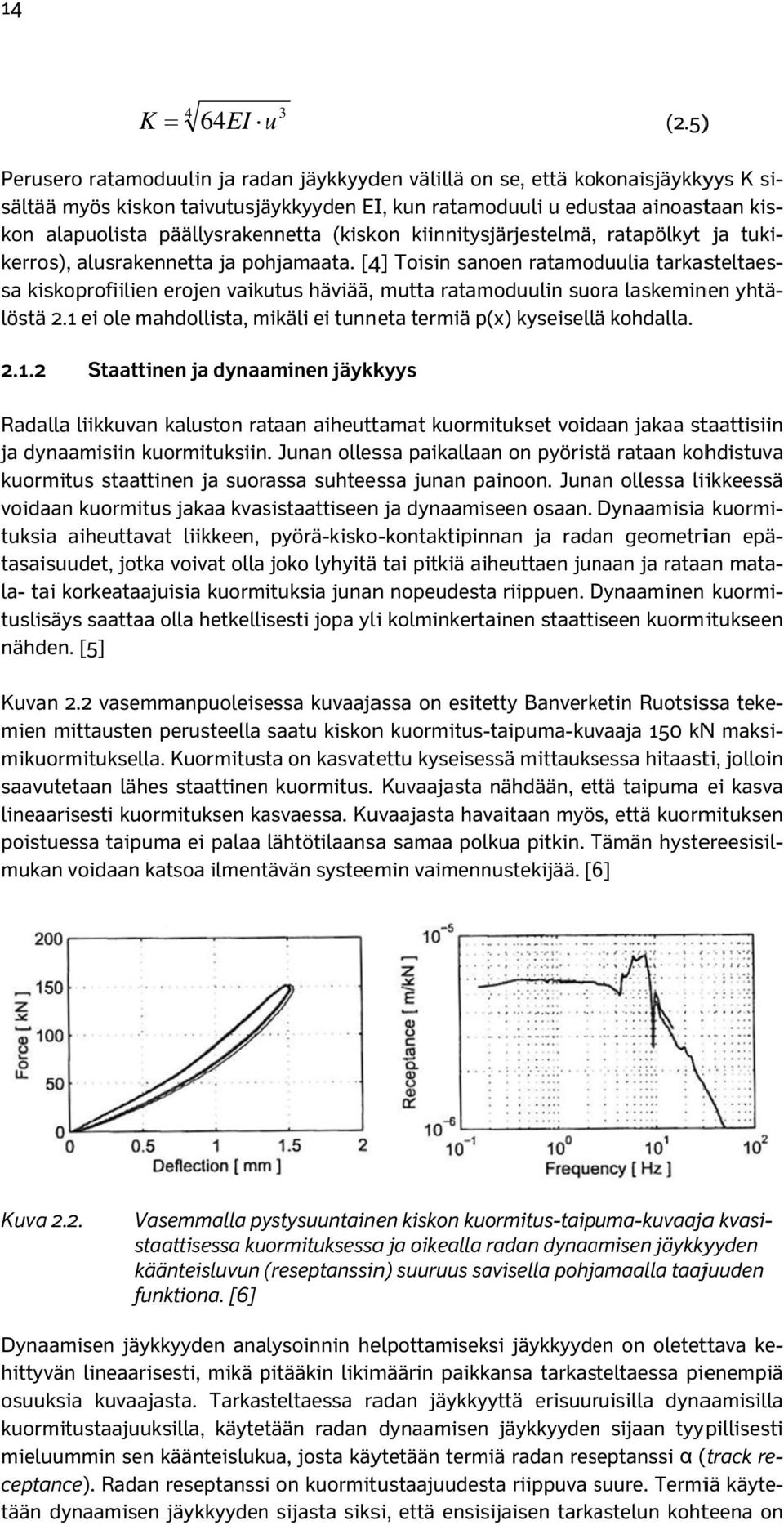 päällysrakennetta (kiskon kiinnitysjärjestelmä, ratapölkyt ja tuki- kerros), alusrakennetta ja pohjamaata.