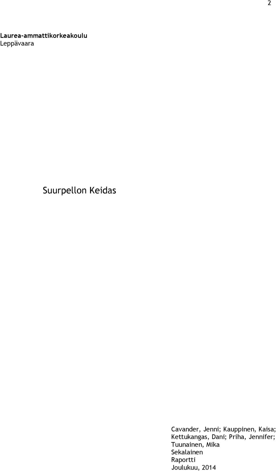 Kauppinen, Kaisa; Kettukangas, Dani; Priha,
