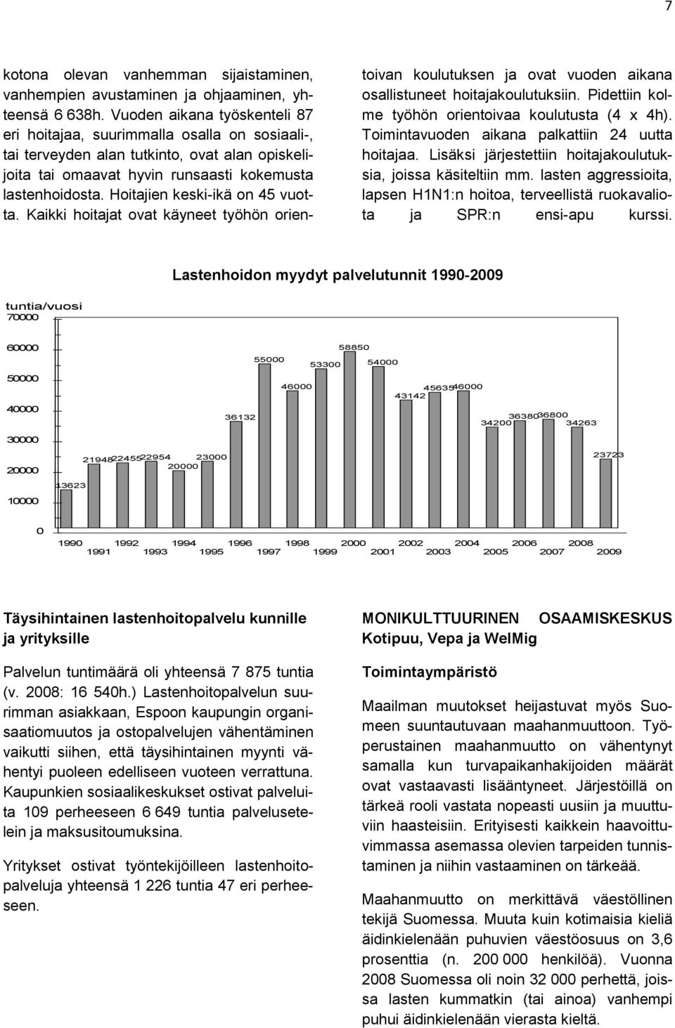 Hoitajien keski-ikä on 45 vuotta. Kaikki hoitajat ovat käyneet työhön orientoivan koulutuksen ja ovat vuoden aikana osallistuneet hoitajakoulutuksiin.