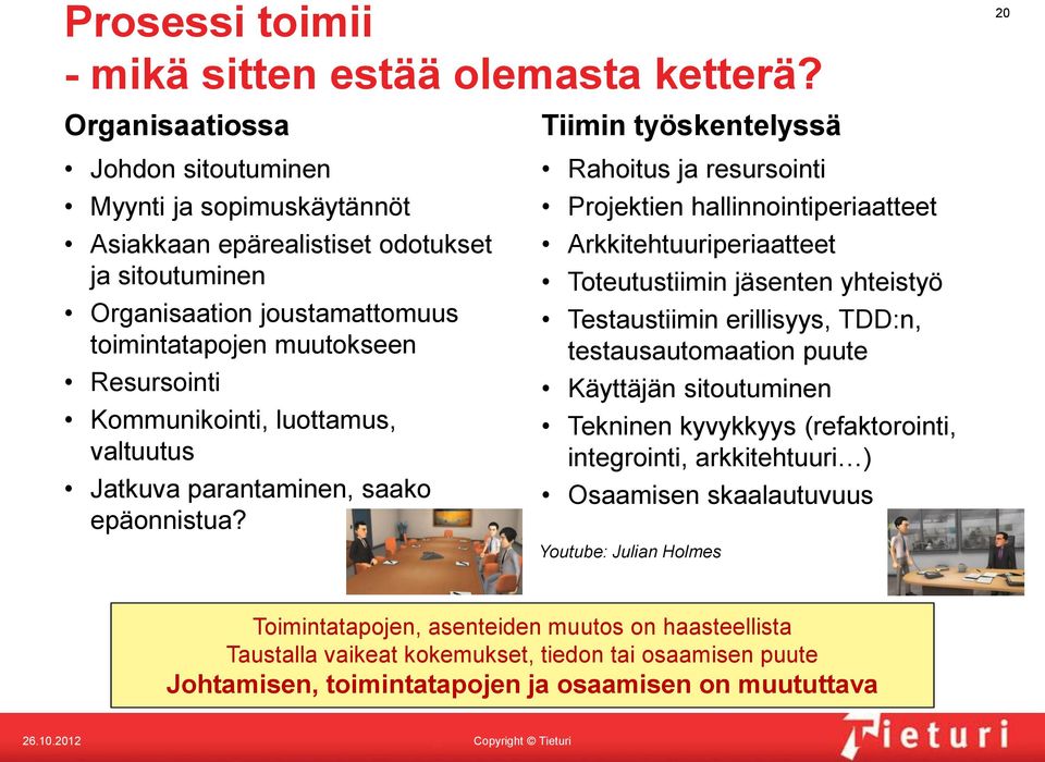 Resursointi Kommunikointi, luottamus, valtuutus Jatkuva parantaminen, saako epäonnistua?