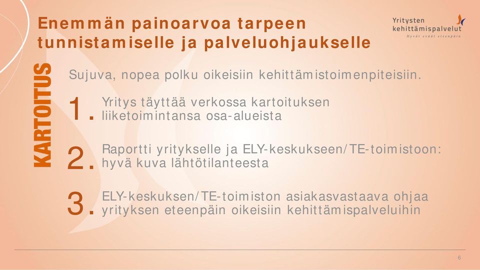 Yritys täyttää verkossa kartoituksen liiketoimintansa osa-alueista Raportti yritykselle ja